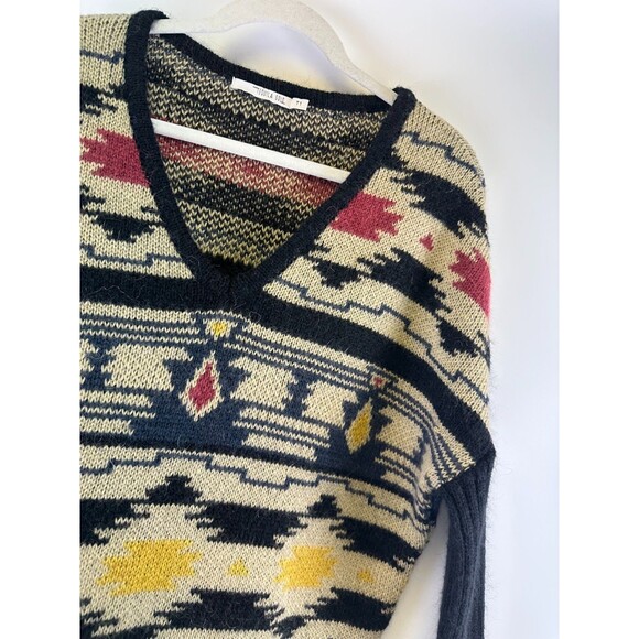 Tequila Solo Wool Mohair Sweater V-Neck Southwest Pattern Oversized Womens Small - Picture 5 of 11